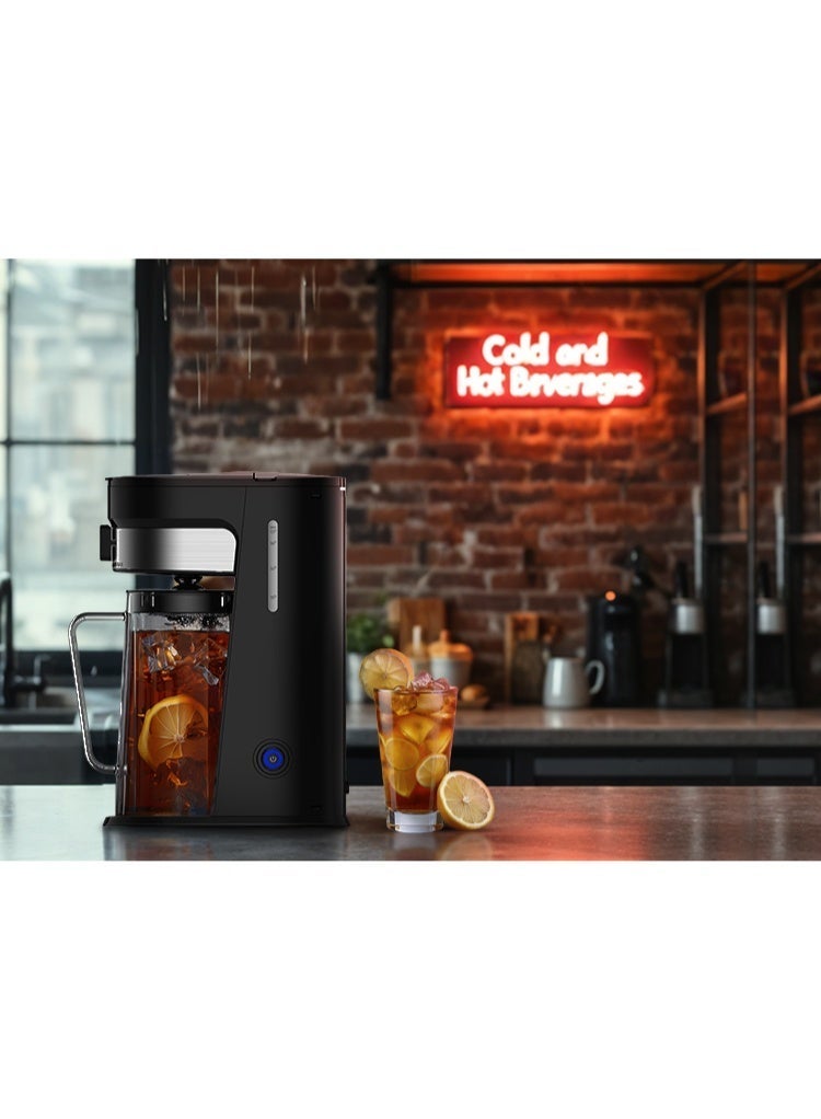 ليبرسو ماكينة تحضير القهوة والشاي المثلجة بسعة 2.5 لتر وقوة 750 وات وخزان مياه بسعة 900 مل وإيقاف تشغيل تلقائي وتحضير بضغطة واحدة ومشروبات باردة وساخنة وقوة تحضير قابلة للتعديل - أسود - Image 3